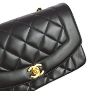 Chanel 1991-1994 Black Lambskin Small Diana Shoulder Bag