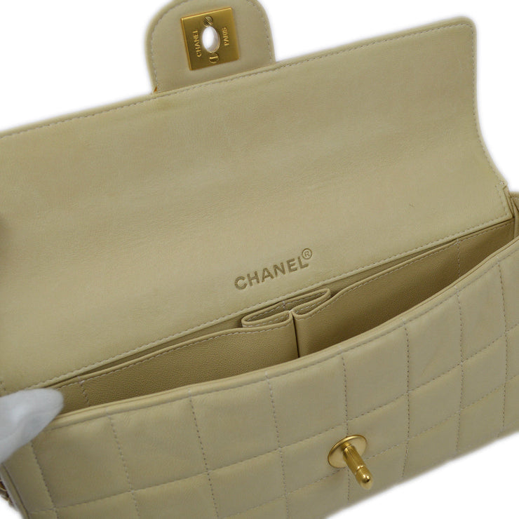 Chanel 2000-2001 Beige Lambskin Choco Bar East West Bag