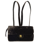 Chanel * Dark Gray Velvet Classic Flap Backpack