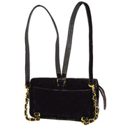 Chanel * Dark Gray Velvet Classic Flap Backpack