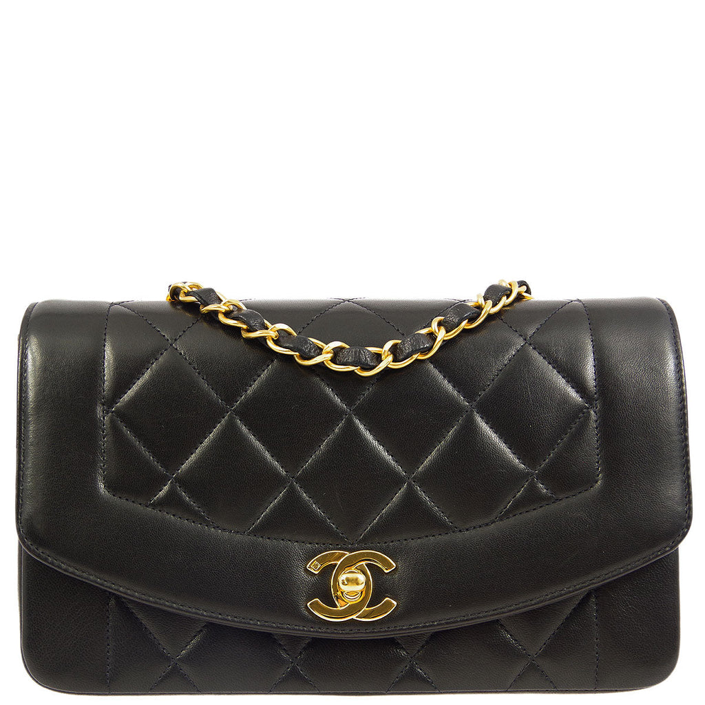 Chanel * 1996-1997 Black Lambskin Small Diana Flap Bag