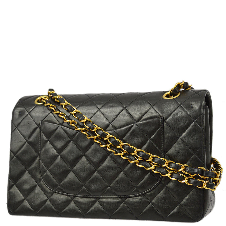 Chanel 1994-1996 Black Lambskin Small Classic Double Flap Shoulder
