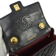 Chanel 1989-1991 Black Lambskin Top Handle Handbag