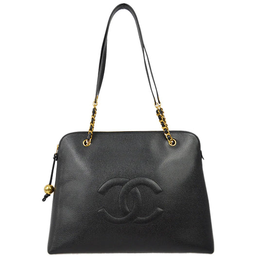 Chanel 1994-1996 Black Caviar Zipper Tote 41