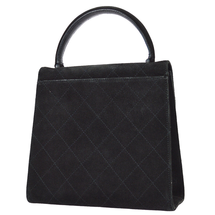 Chanel 1997-1999 Black Suede Mademoiselle Lock Handbag