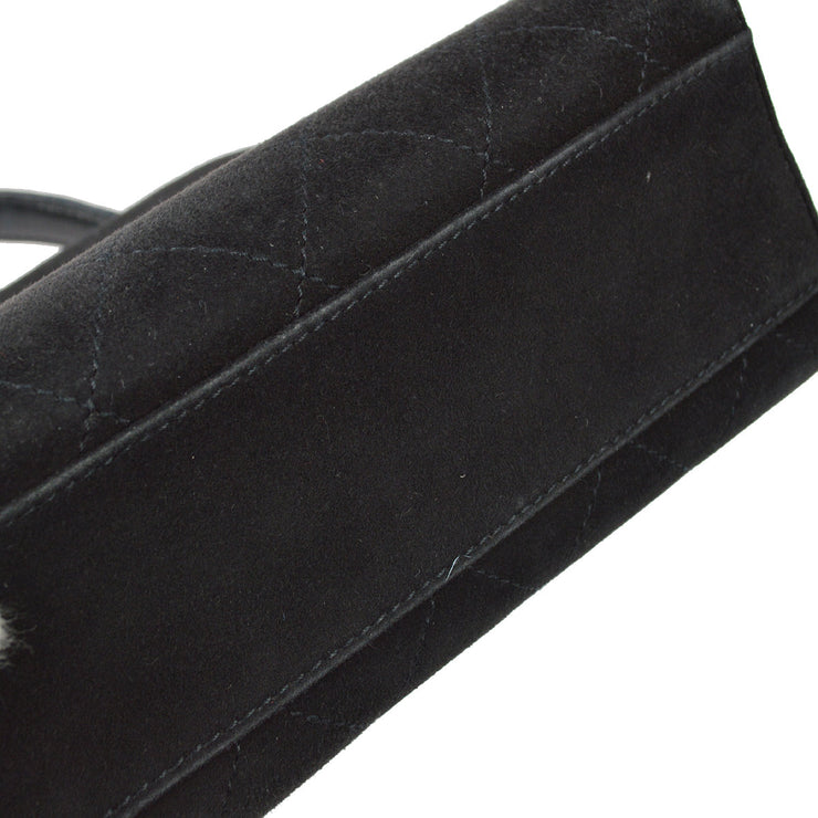Chanel 1997-1999 Black Suede Mademoiselle Lock Handbag