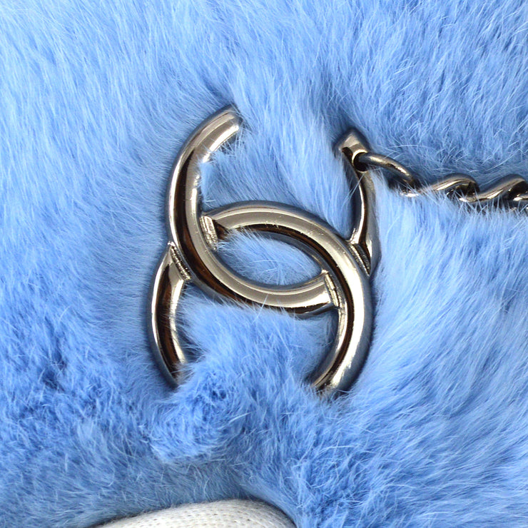 Chanel 2001-2003 Blue Fur Chain Handbag