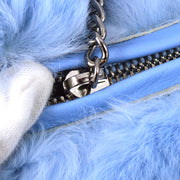 Chanel 2001-2003 Blue Fur Chain Handbag