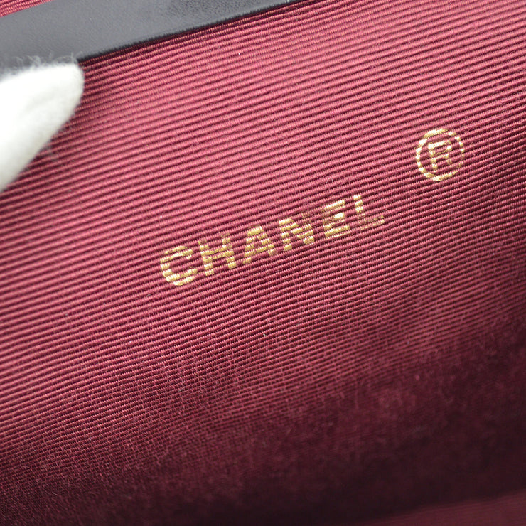 Chanel 1980s Black Lambskin Double Chain Shoulder Bag