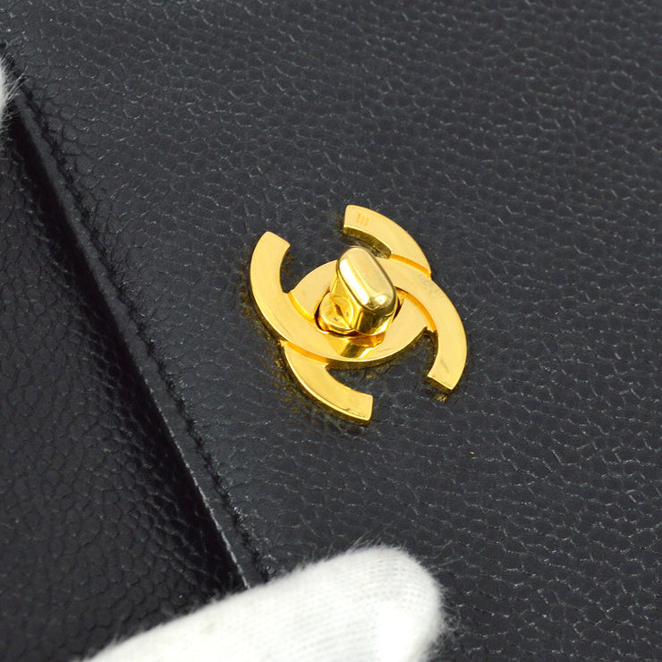 Chanel 1996-1997 Black Caviar Skin Triple CC Backpack