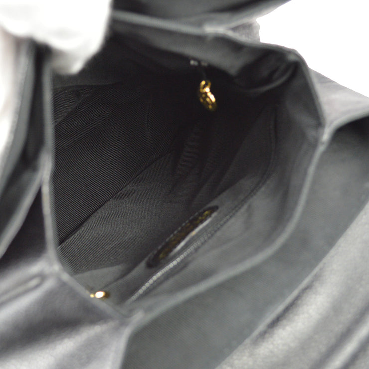 Chanel 1996-1997 Black Caviar Skin Triple CC Backpack