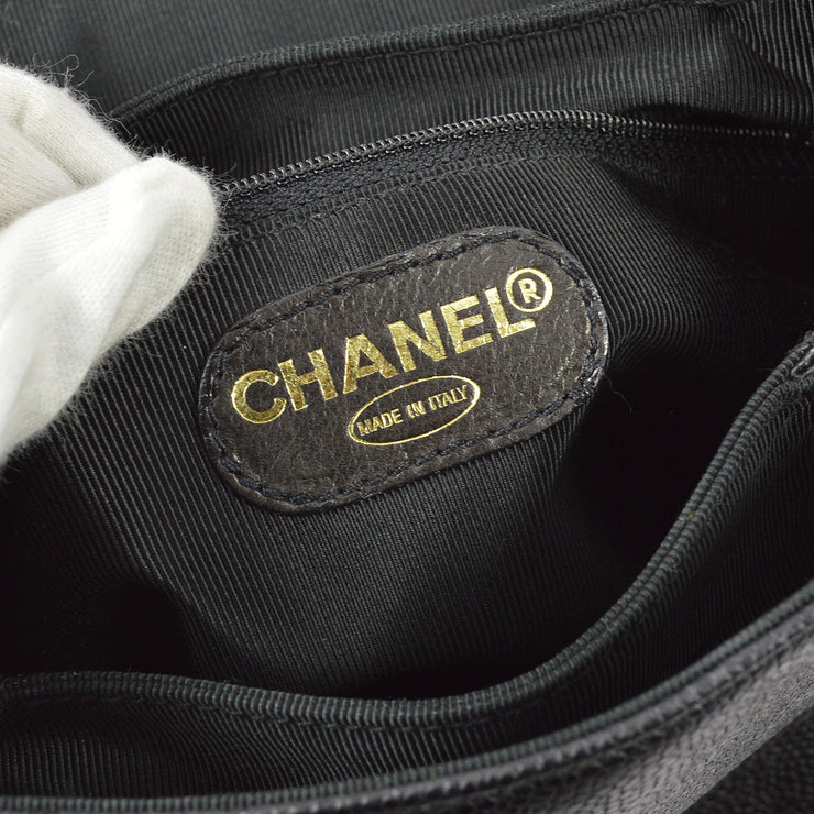 Chanel 1996-1997 Black Caviar Skin Triple CC Backpack