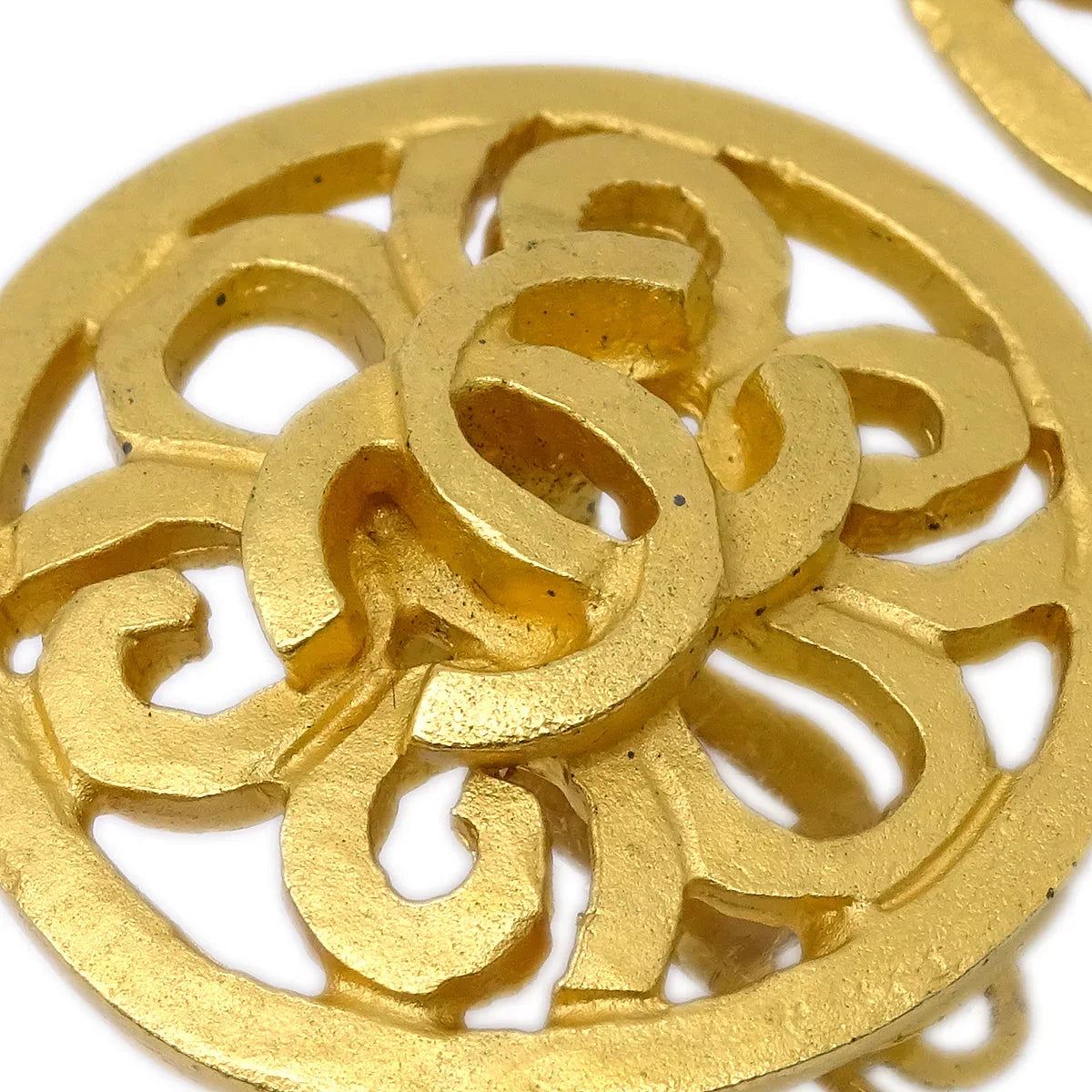 Chanel Button Earrings Gold Clip-On 95P