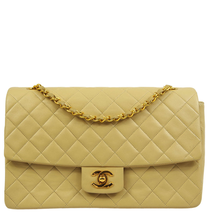Chanel * 1989-1991 Beige Lambskin Large Classic Flap Bag – AMORE Vintage  Tokyo