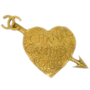 Chanel Bow And Arrow Heart Brooch Pin Gold 93A