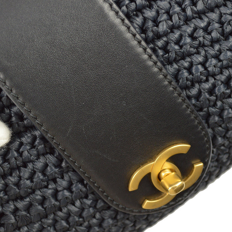 Chanel CHANEL Straw Chain Tote Shoulder Bag Black EIT0716 – NUIR