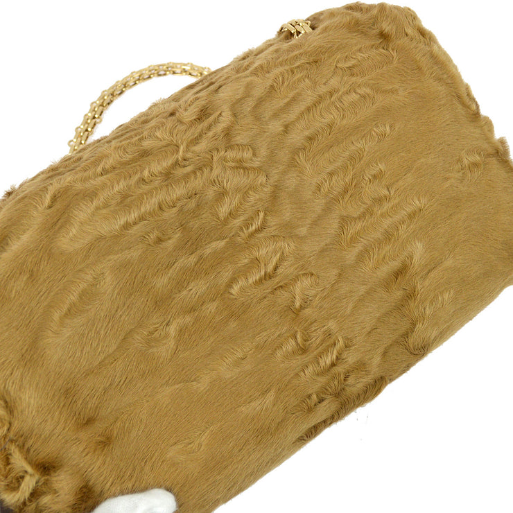 Chanel 2000-2001 Astrakhan Fur Medium Straight Flap Bag