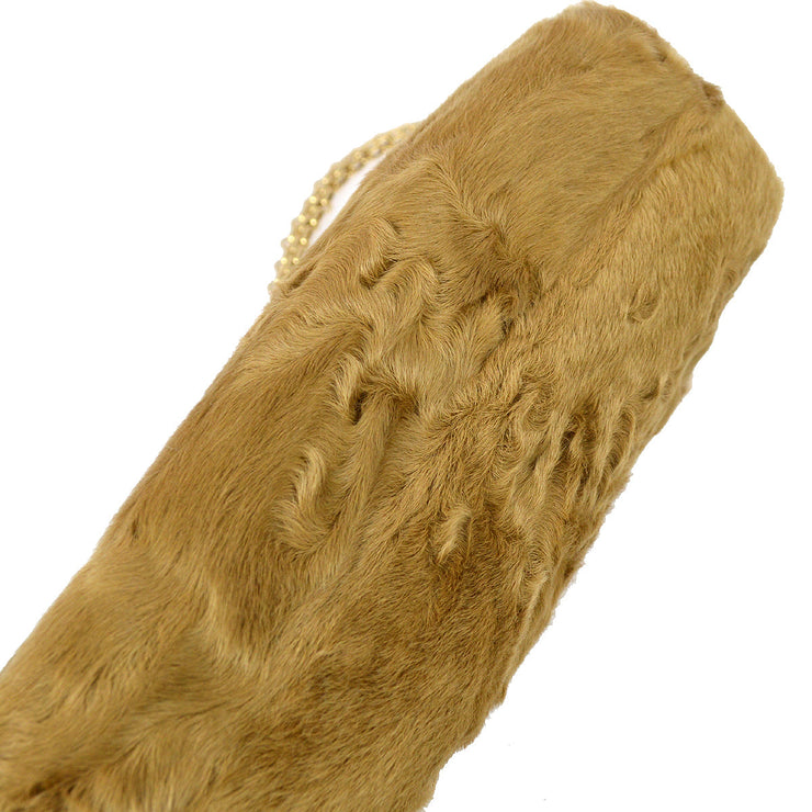 Chanel 2000-2001 Astrakhan Fur Medium Straight Flap Bag