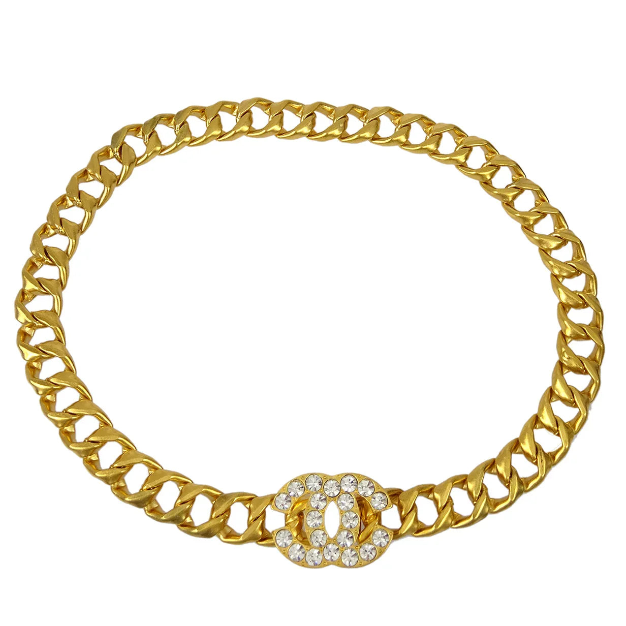 Chanel 1995 Spring Gold & Rhinestones CC Chain Belt
