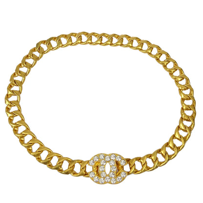 Chanel 1995 Spring Gold & Rhinestones CC Chain Belt