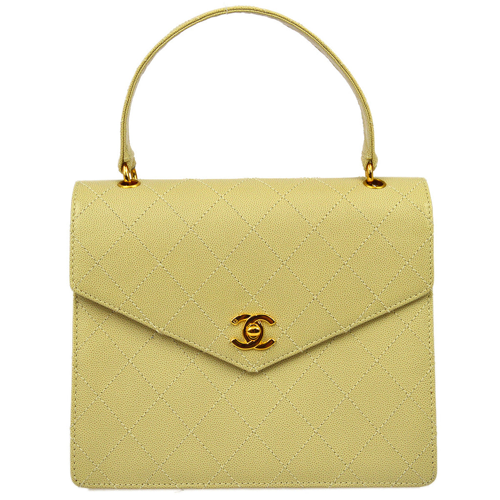 Chanel 1997-1999 Beige Caviar Letter Handbag