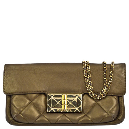 Chanel 2004-2005 Bronze Lambskin Mademoiselle Lock Shoulder Bag