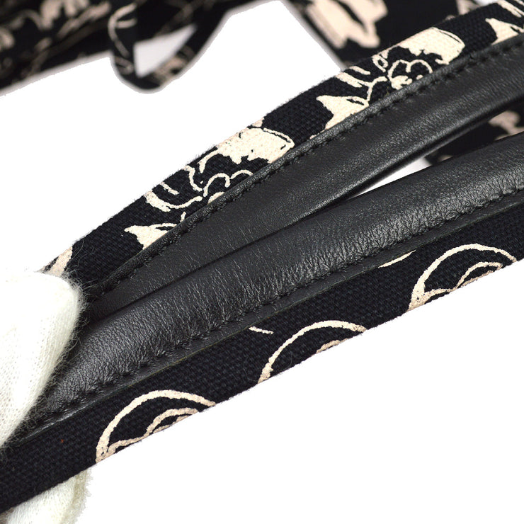Chanel 2005-2006 Black Camellia Drawstring Tote Bag