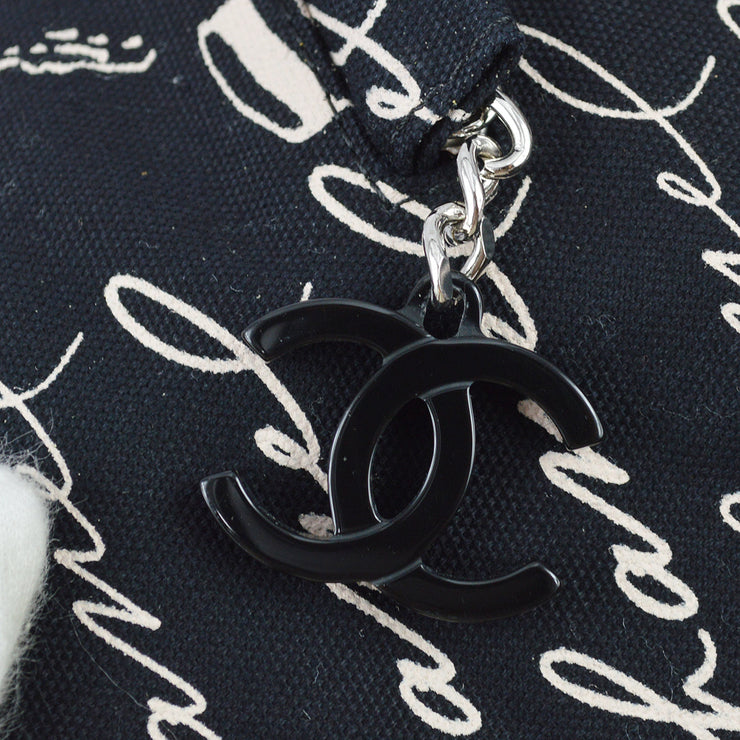 Chanel 2005-2006 Black Camellia Drawstring Tote Bag
