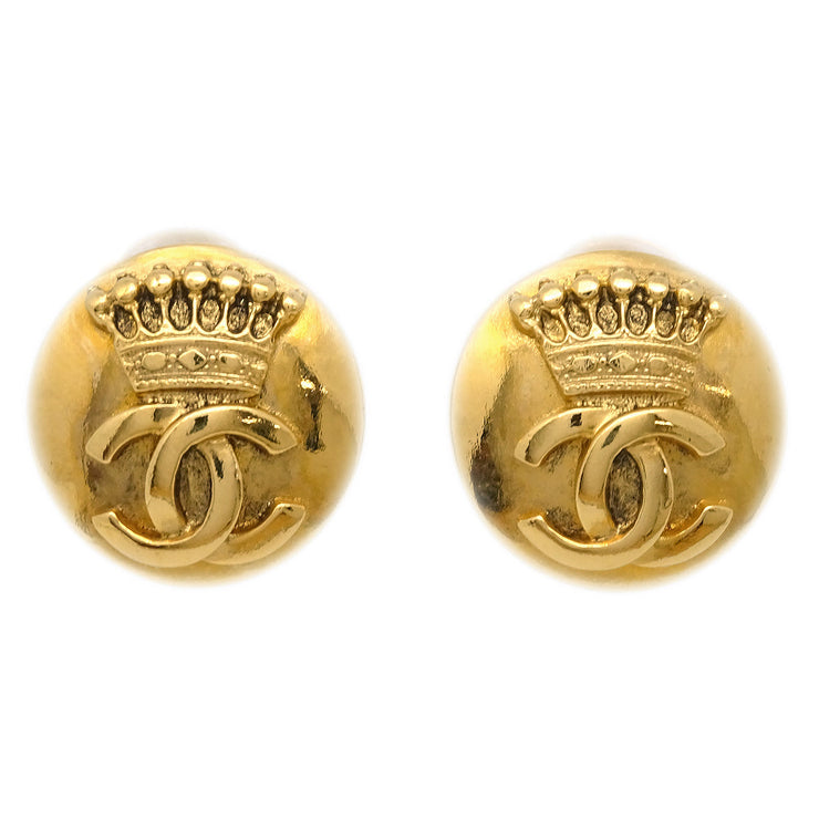 Chanel Button Earrings Clip-On Gold 97P