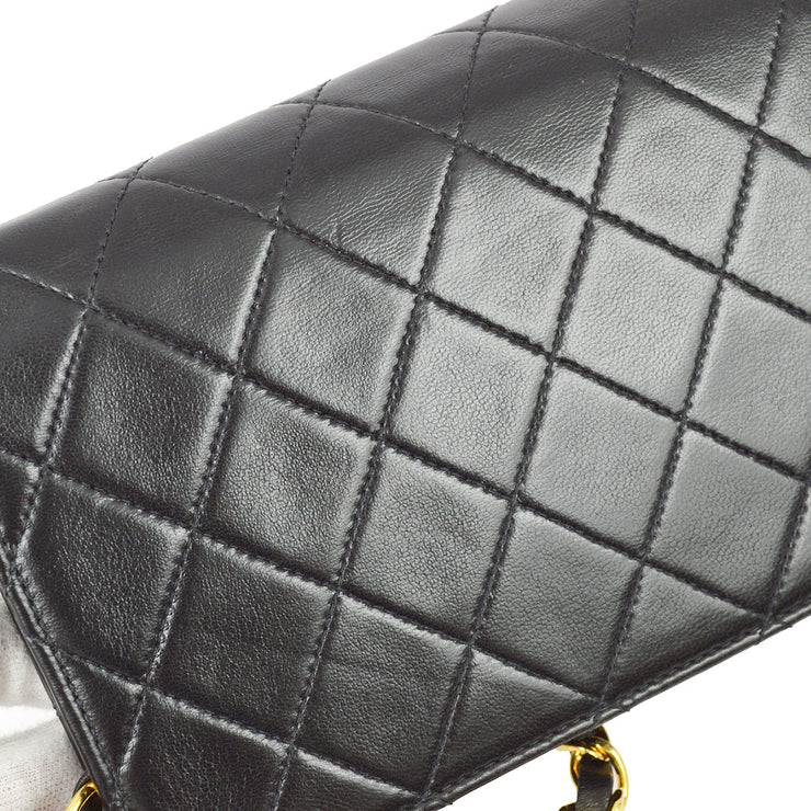 Chanel 1991-1994 Black Lambskin Mini Pushlock Full Flap Bag