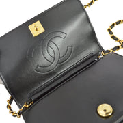 Chanel 1991-1994 Black Lambskin Mini Pushlock Full Flap Bag
