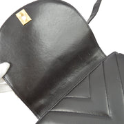 Chanel 1991-1994 Black Lambskin Chevron Half Moon Shoulder Bag
