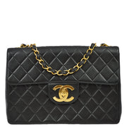 Chanel 1994-1996 Black Lambskin Jumbo Classic Flap Bag