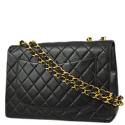 Chanel 1994-1996 Black Lambskin Jumbo Classic Flap Bag