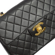 Chanel 1994-1996 Black Lambskin Jumbo Classic Flap Bag