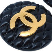 Chanel Button Earrings Clip-On Black 23
