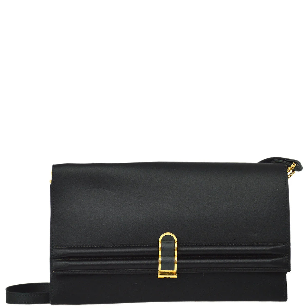 Hermes 1983 Black Satin 2way Clutch Shoulder Bag