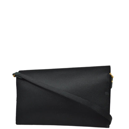 Hermes 1983 Black Satin 2way Clutch Shoulder Bag