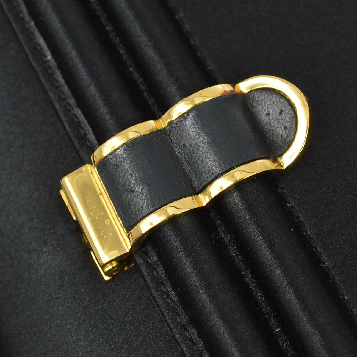 Hermes 1983 Black Satin 2way Clutch Shoulder Bag