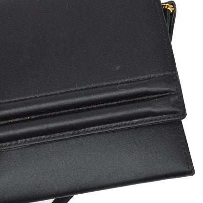 Hermes 1983 Black Satin 2way Clutch Shoulder Bag