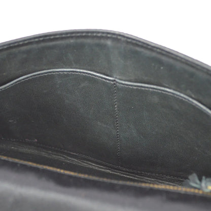 Hermes 1983 Black Satin 2way Clutch Shoulder Bag