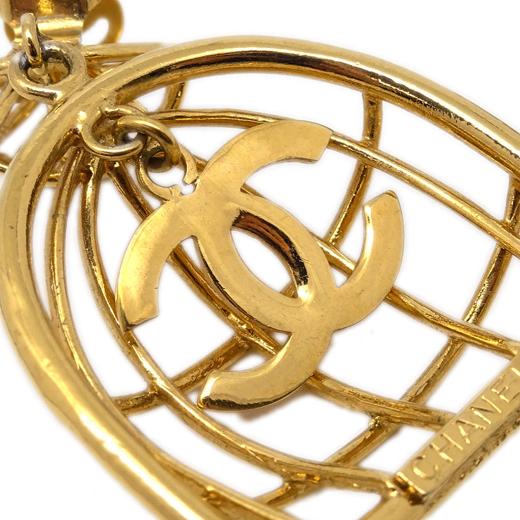 Chanel Birdcage Dangle Earrings Clip-On Gold