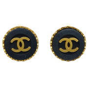 Chanel Button Earrings Clip-On Black 95A