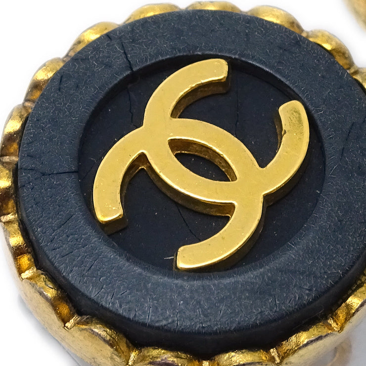 Chanel Button Earrings Clip-On Black 95A
