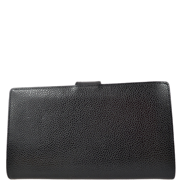 Chanel 1997-1999 Black Caviar Timeless Long Wallet