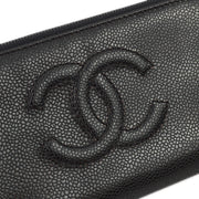 Chanel Black Caviar Long Wallet Purse