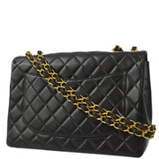 Chanel 1996-1997 Black Lambskin Jumbo Classic Flap Bag