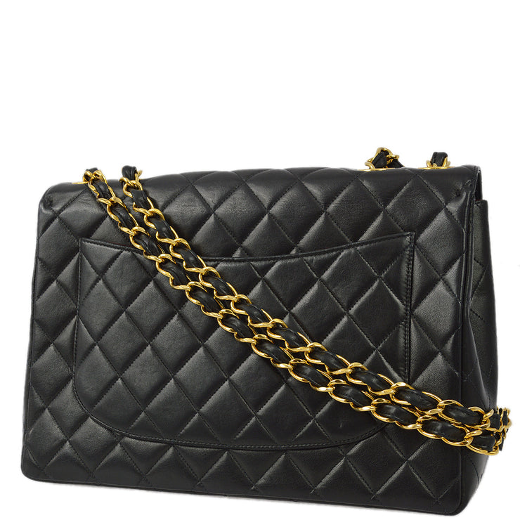 Chanel 1996-1997 Black Lambskin Jumbo Classic Flap Bag