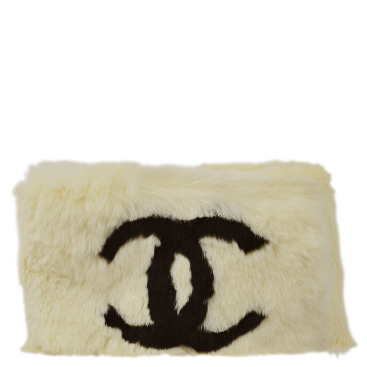 Chanel Fur Scarf White Small Good