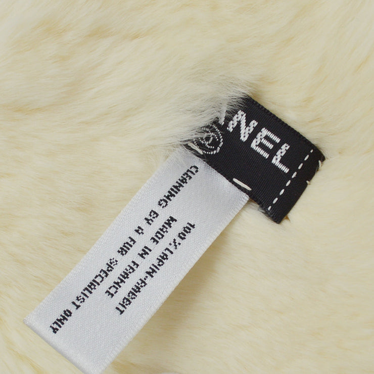 Chanel Fur Scarf White Small Good